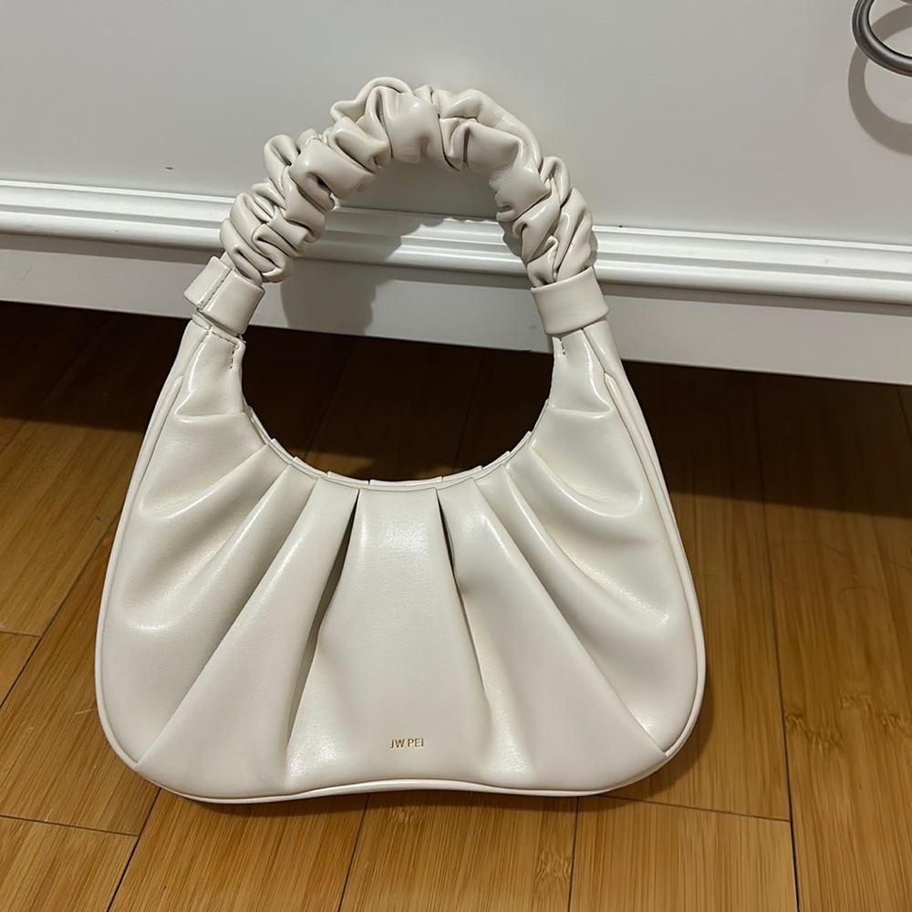 JW PEI GABBI RUCHED HOBO HANDBAG - IVORY